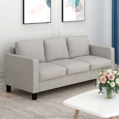 Bayonne Modern Upholstered 3-Seater Sofa, Beige