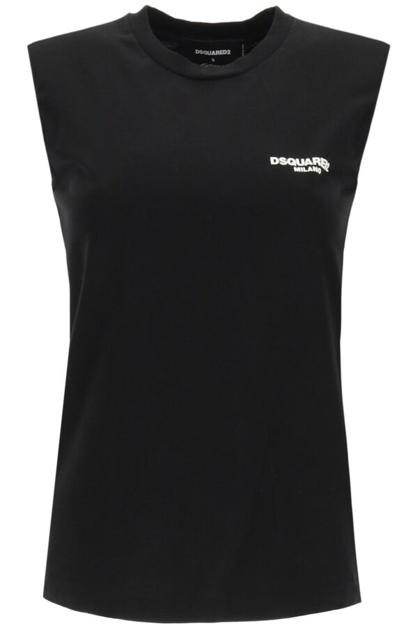 DSQUARED2 TOP WITH LOGO PRINT S Black Cotton