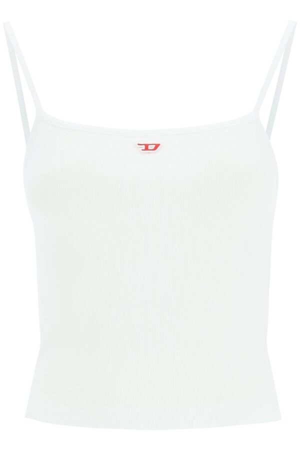DIESEL RIBBED JERSEY TOP M White Cotton