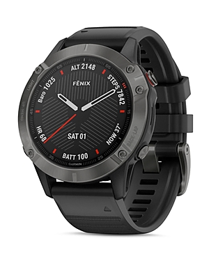Garmin Fenix 6 Silicone Strap Carbon Gray Dlc Black Band Smartwatch, 47mm