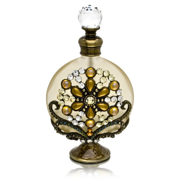 Perfume Bottle (Flowers with Clear Rhinestones)