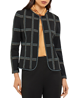 Misook Contrast Embroidered Knit Jacket