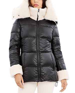 Dawn Levy Aspen Shearling Trim Quilted Zip Jacket