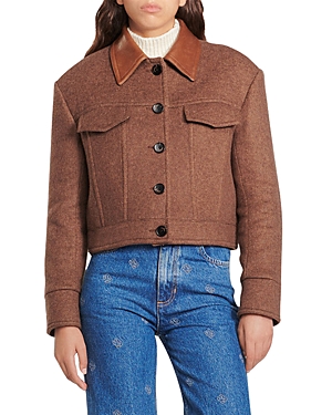 Sandro King Leather Collar Jacket