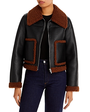 A.l.c. Archer Faux Leather Fleece Trim Jacket