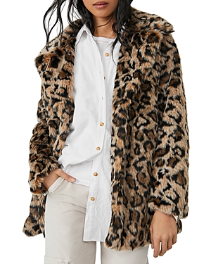 Free People Lola Leopard Print Faux Fur Jacket